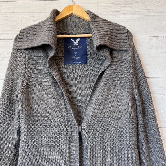 American Eagle Outfitters Cardigan Womens Size SP Gray Longline Wool Duster Fall - Picture 7 of 12